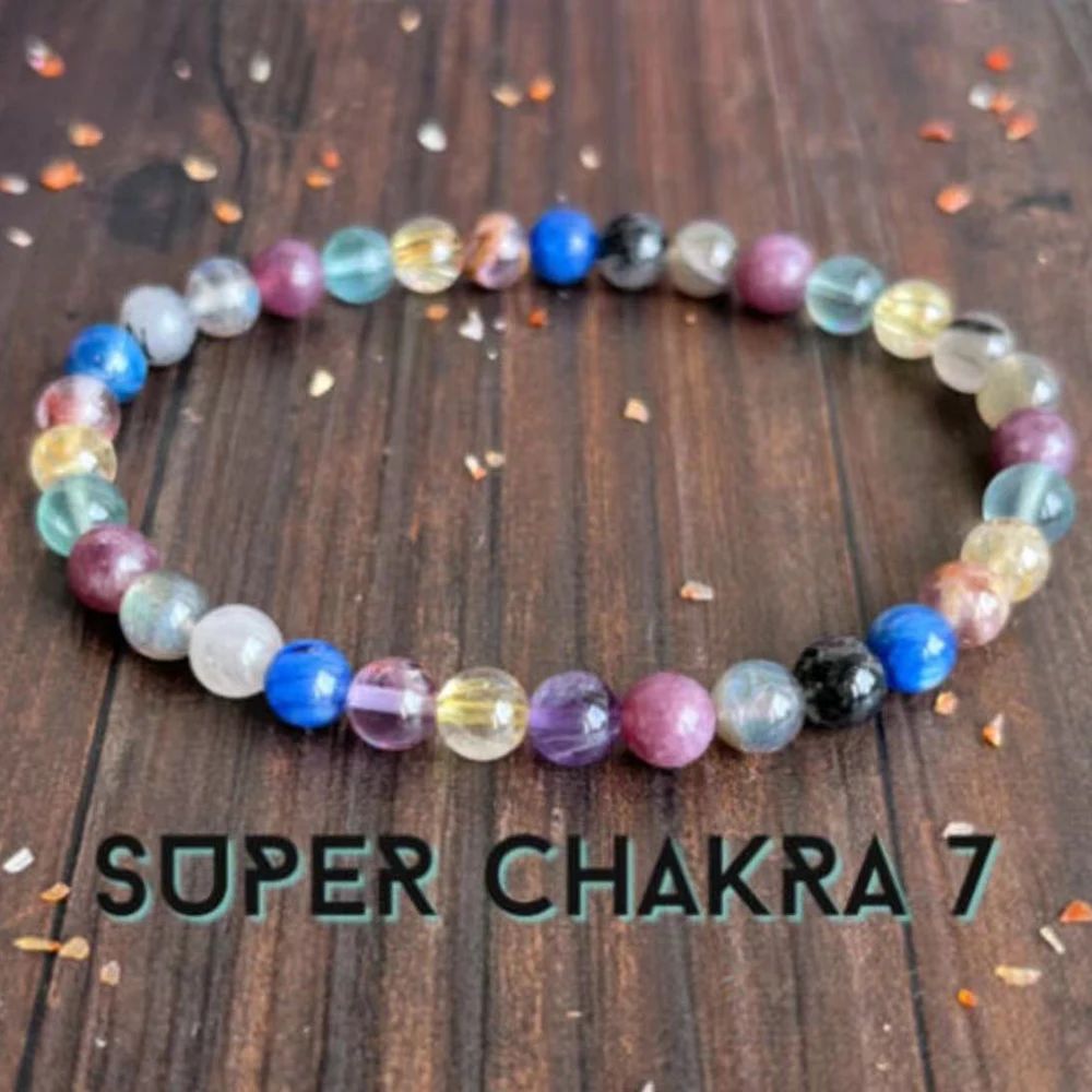 MG1615 New Design Women`s 4 MM Super Seven Chakra Wrist Mala Healing for All Chakras Bracelet Mind Body Spiritual Attunement