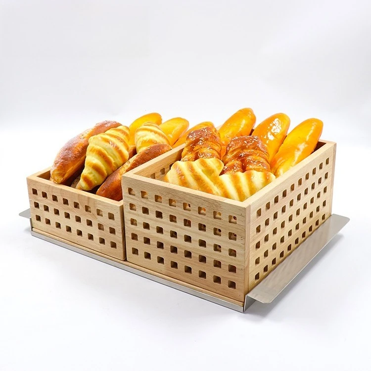 Catering Supplies Indian Wooden Serving Tray Rectangle Luxury Stainless Steel Base