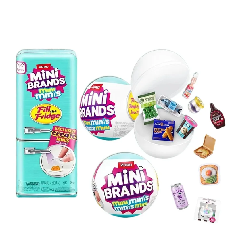 

ZURU Set Toy Mini Refrigerator with Food Ball Mysterious Surprise Box Fashion Blind Box Gift Decoration Collection