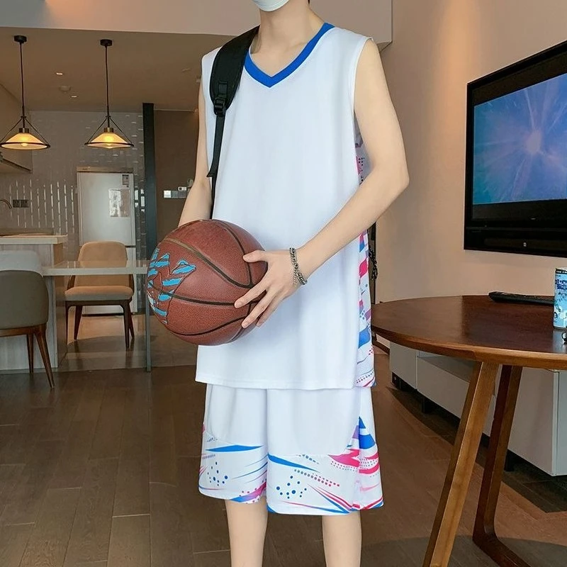 Breathable Quick-Dry Men's Basketball Uniform Sleeveless Tank and Shorts Summer Athletic Wear