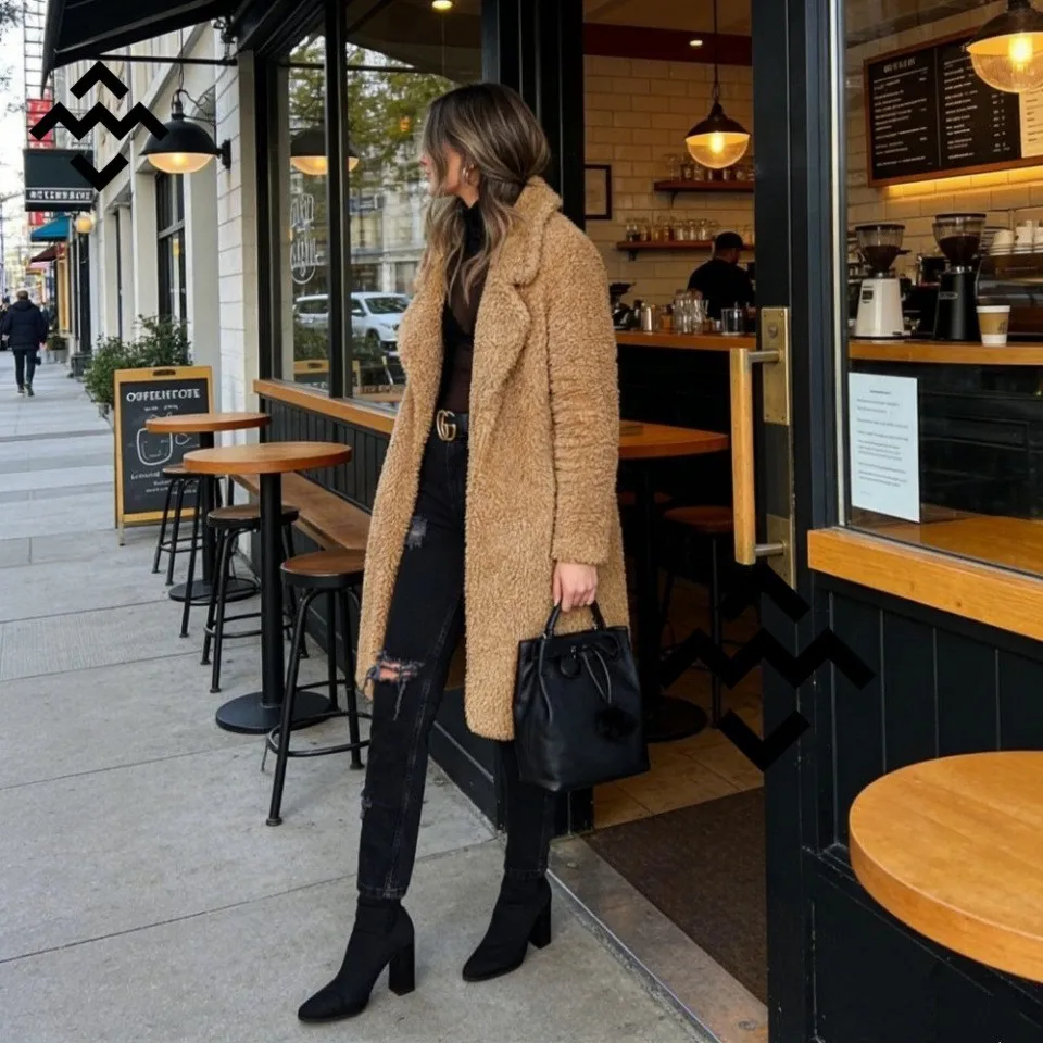 Long Sleeve Turn Down Collar Coat Gentle Style with Extra Long Length Fresh and Sweet No Hood Regular Sleeve Spring for Women