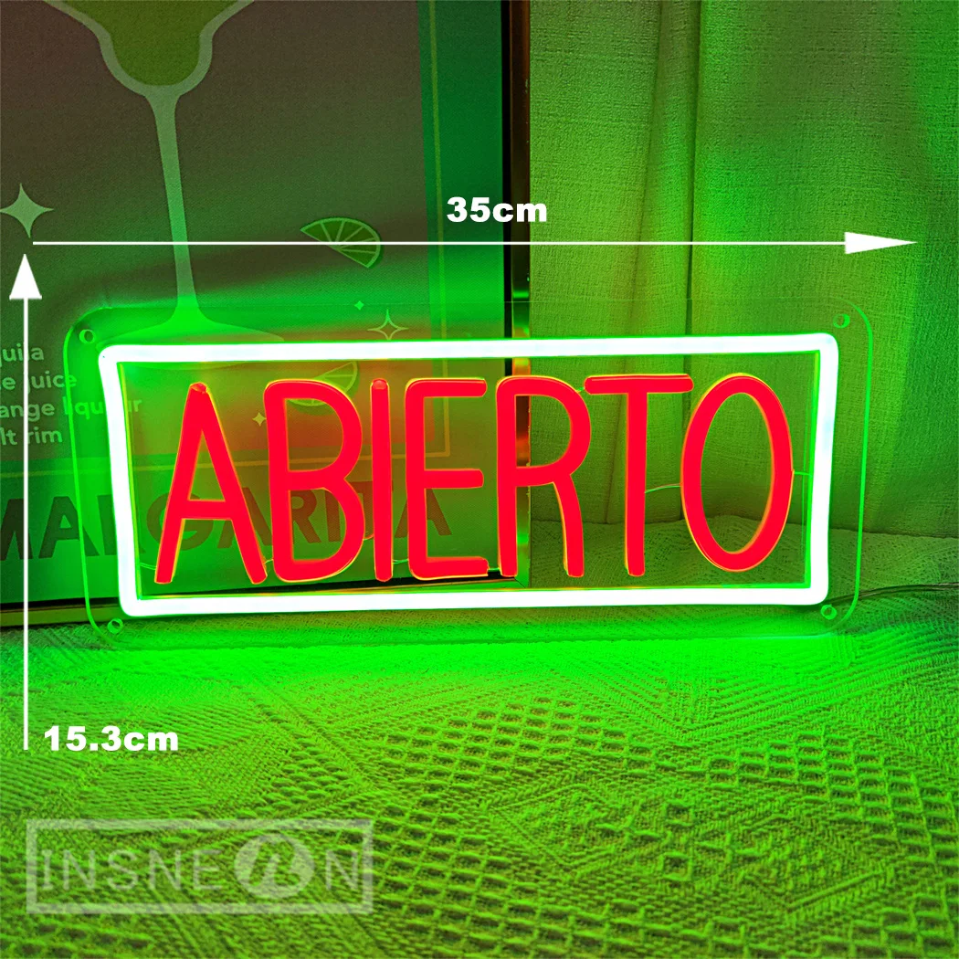 Abierto Neon Led Sign Spaanse Neon Borden Voor Coffeeshop Studio Kamer Muur Decor Disco Club Bar Restaurant Open Nacht Licht Usb