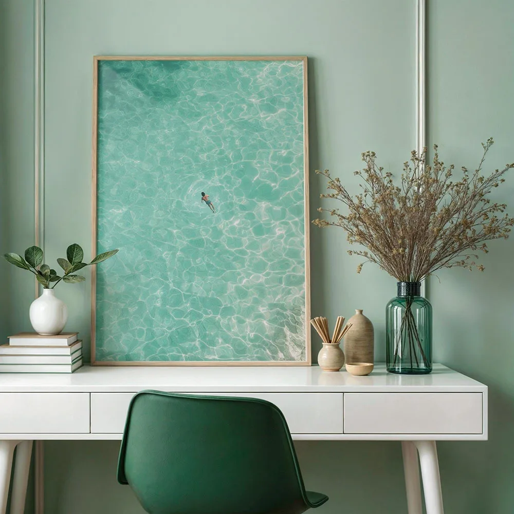 الشاطئ الأزرق الساحلية السباحة المشارك قماش طباعة اللوحة بيكيني جدار الفن غرفة نوم دراسة غرفة المعيشة ديكور المنزل