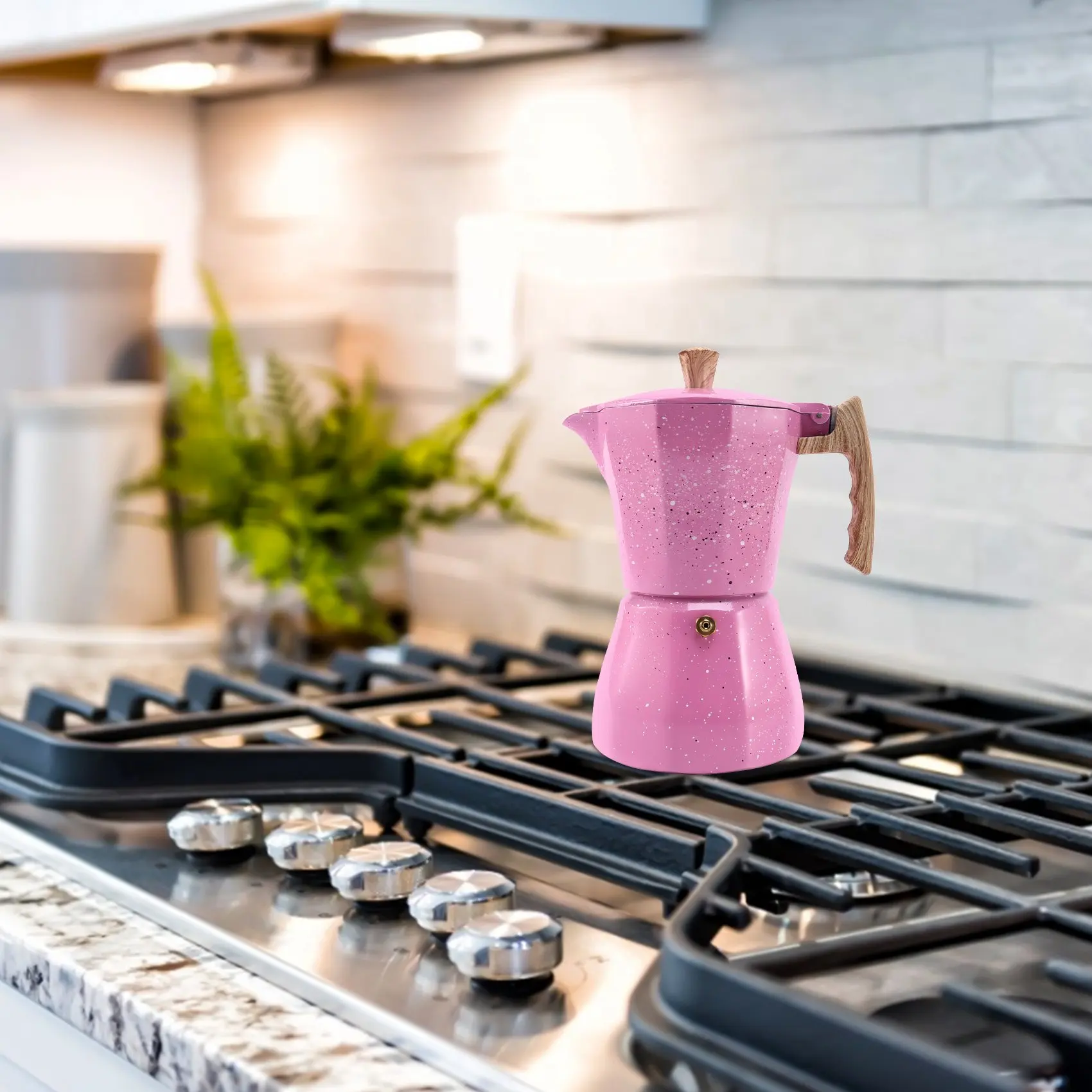 AEA9-Latte Mocha Coffee Maker Italian Moka Espresso Cafeteira Percolator Pot Stovetop Coffee Maker 300Ml Pink