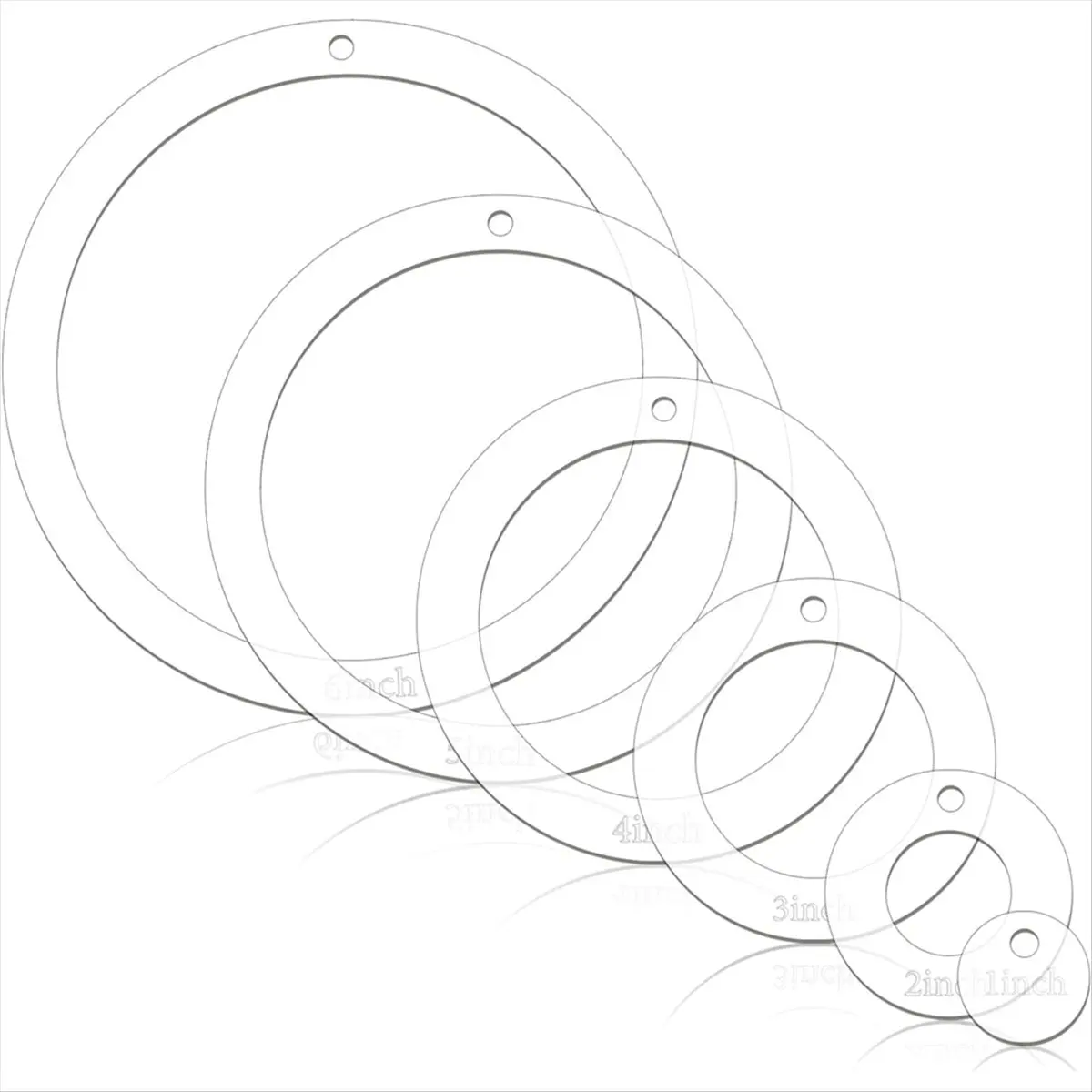 HOME USE-A 6 Pcs Circle Quilting Acrylic Template 1/2/3/4/5/6 Inch Circle Ruler for Quilting Clear Sewing Rulers Set