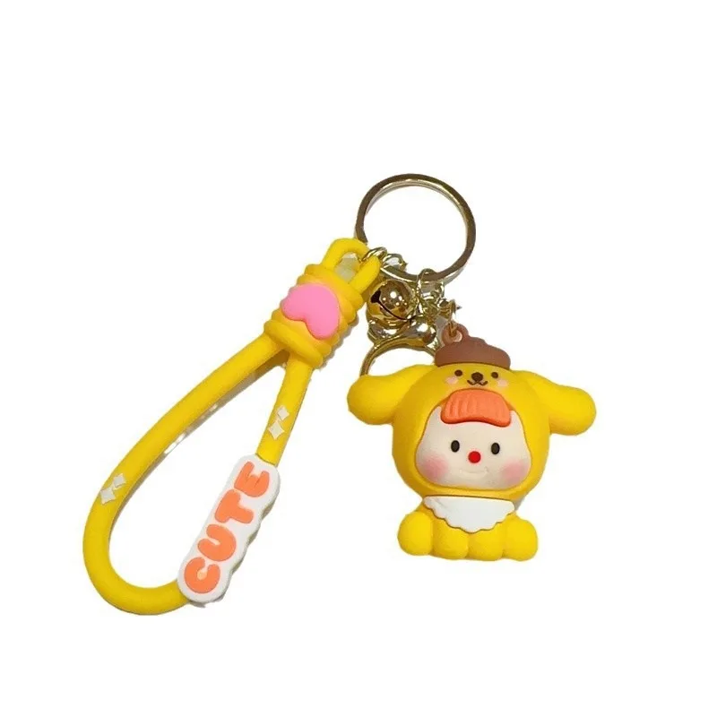 الكرتون الثلاثي كورومي الثنائي مي المفاتيح قلادة Kawaii سينامورول حقيبة الظهر اليومية شخصية الإكسسوارات