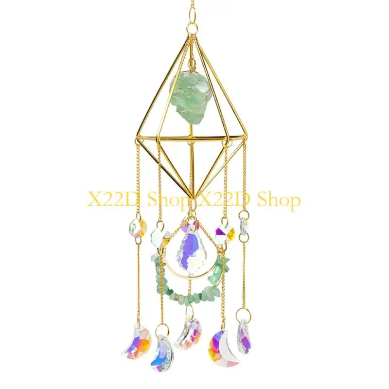 X22D Garden Rainbows Prisms Suncatchers Outdoor Hanging Crystal Catchers Pendants Wind Chimes Catching Ornaments Home Party