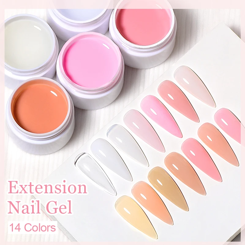 MEET ACROSS 20ml Extensão Gel Unha Polonês Nu Rosa Transparente Gel Duro Suprimentos para Unhas Semi Permanente UV Gel LED Verniz para Arte em Unhas