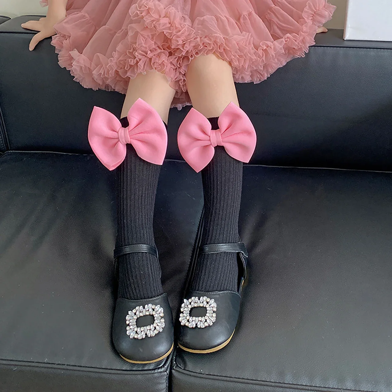Candy Color Bow Socks for Baby Girls Sweet Ribbon Bowknot Knee High Sock Spring Autumn Kids Long Socks