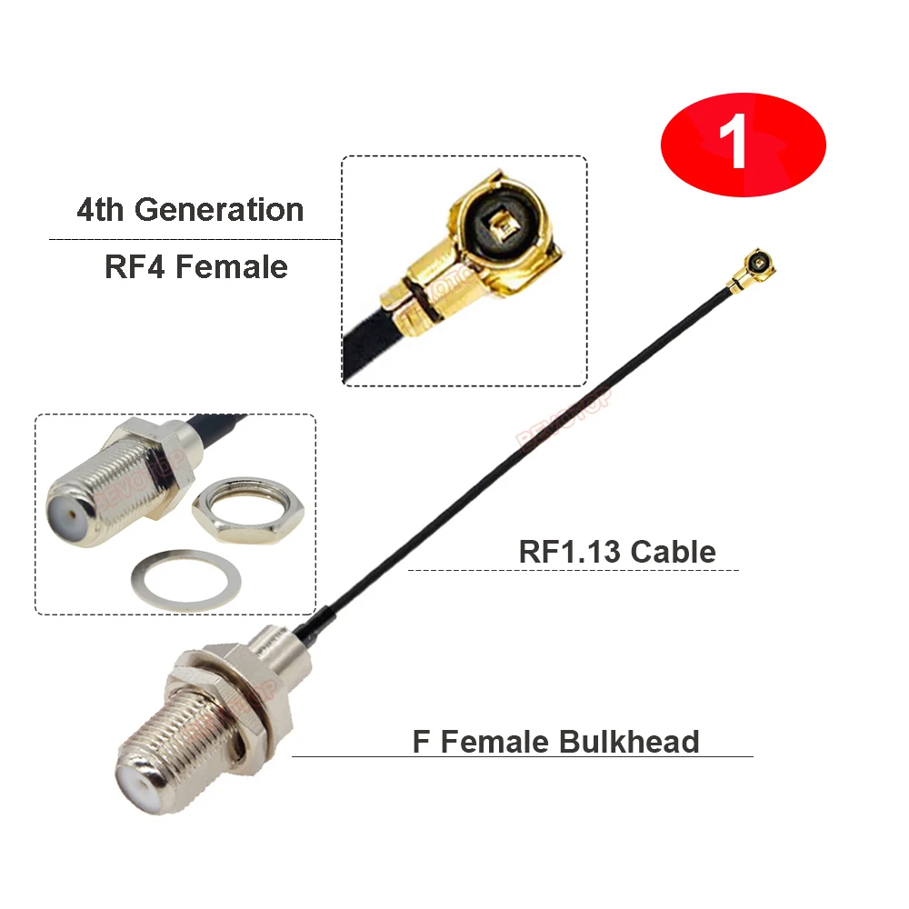 2PCS/LOT F to MHF4 RF1.13 Cable F Male/ Female to 4th Generation RF4 IPX-4 Female Jack RF Coaxial Cable Antenna Extension Jumper