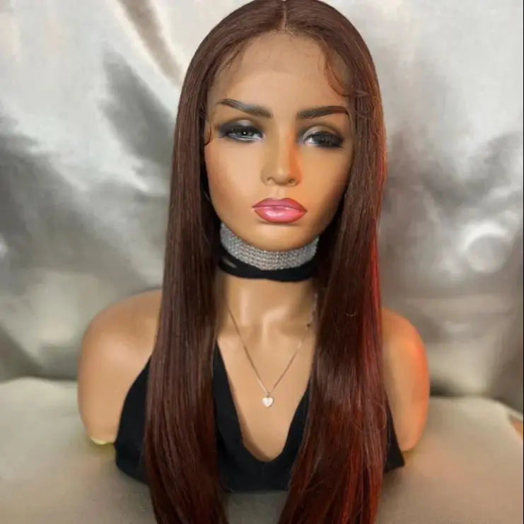 

Прямой шоколадный блондин бесклеевой синтетический парик для женщин 13x4 прозрачный парик шнурка с волосами ребенка термостойкое волокно на каждый день