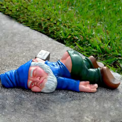 15cmDrunken Garden Gnomes Funny Resin Statues for Home Decor Whimsical Indoor Outdoor Ornaments EcoResin Weatherproof