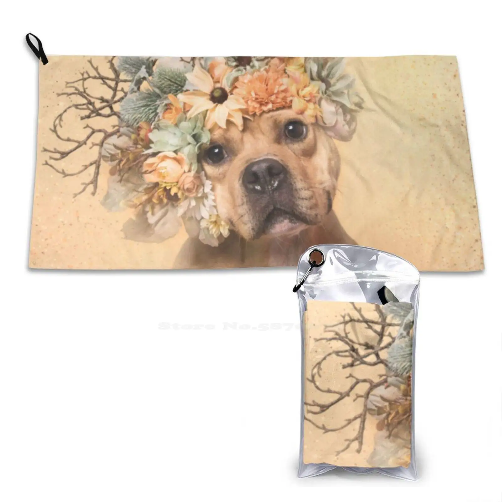 Flower Power , Bubba Soft Comfortable Bath Towel Outdoor Pit Bull Flower Power Dog Rescue Flowers Sophie Gamand