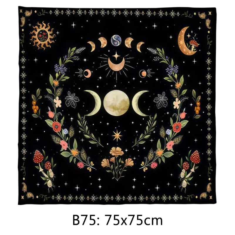 Divinations Tablecloth Moonphases Flower Astrologys Tarot Cards Tablecloth Altars Cloth Divinations Game Accessories