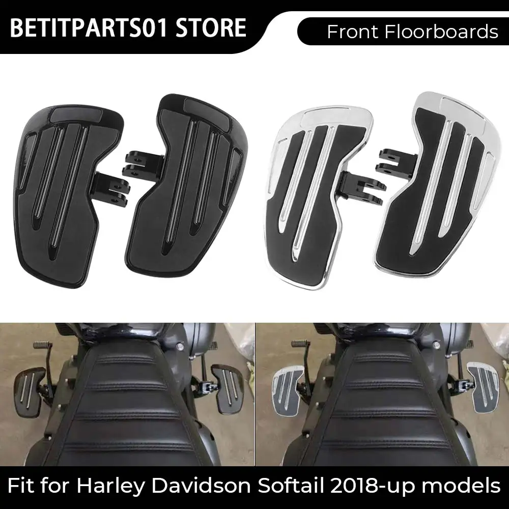 

Motorcycle Accessories 1Pair Front Driver Floorboards Footrest Black For Harley Softail Street Bob 114 FXBBS 2021 2022 2023 2024