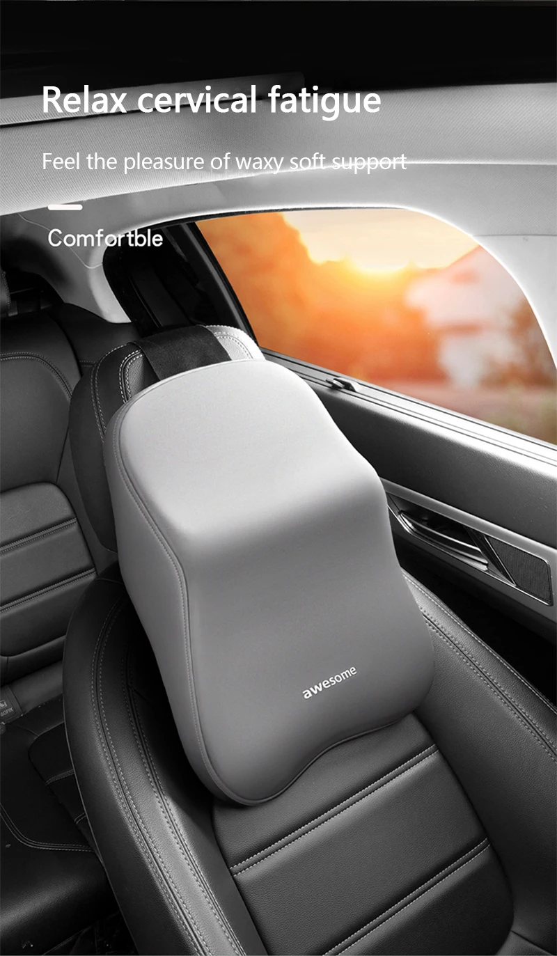 Auto Lendenwirbel Rückenstütze Kopfstütze Nackenkissen Memory Foam Lendenkissen Universal Weiche Nackenkissen Kissen Autositzkissen – Detail 12