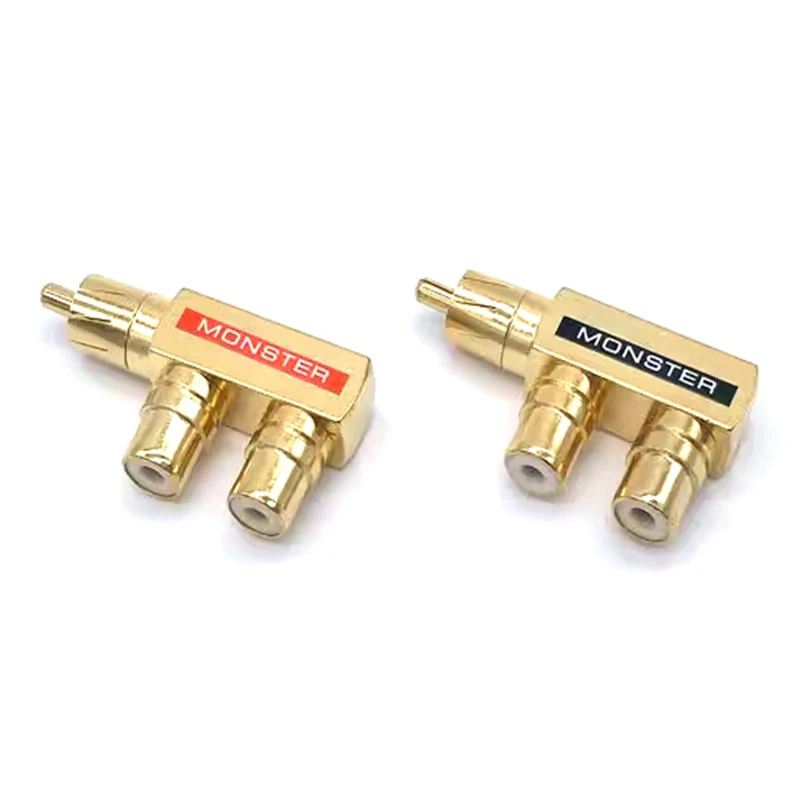 

a pair Gold Plated AV Audio Splitter Plug RCA Adapter 1 Male to 2 Female F connector