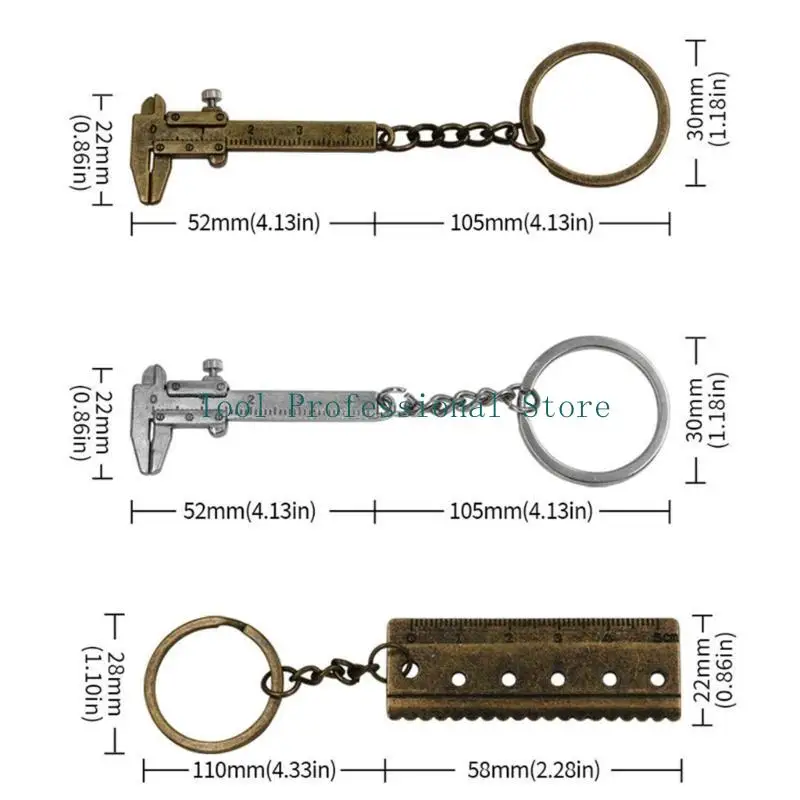 57qf Zinc Alloy Keychain Handy Tool Mini Vernier Caliper Straight Toothchain