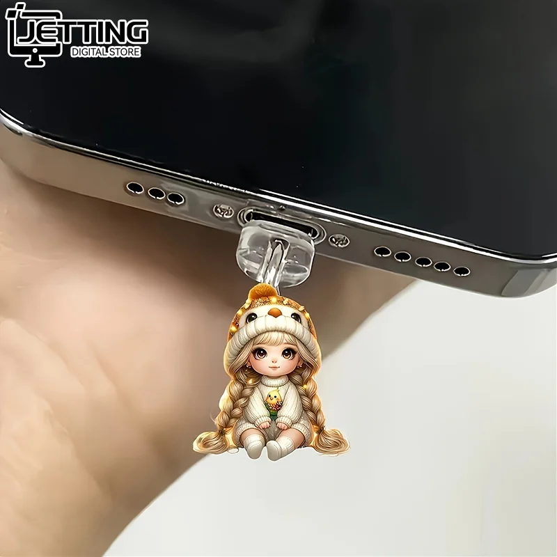 

Cartoon Cute Cat Girl Phone Dust Plug Pendant for iPhone ForSamsung ForXiaomi Type-C Interface Cell Phone Dust Plug Accessories