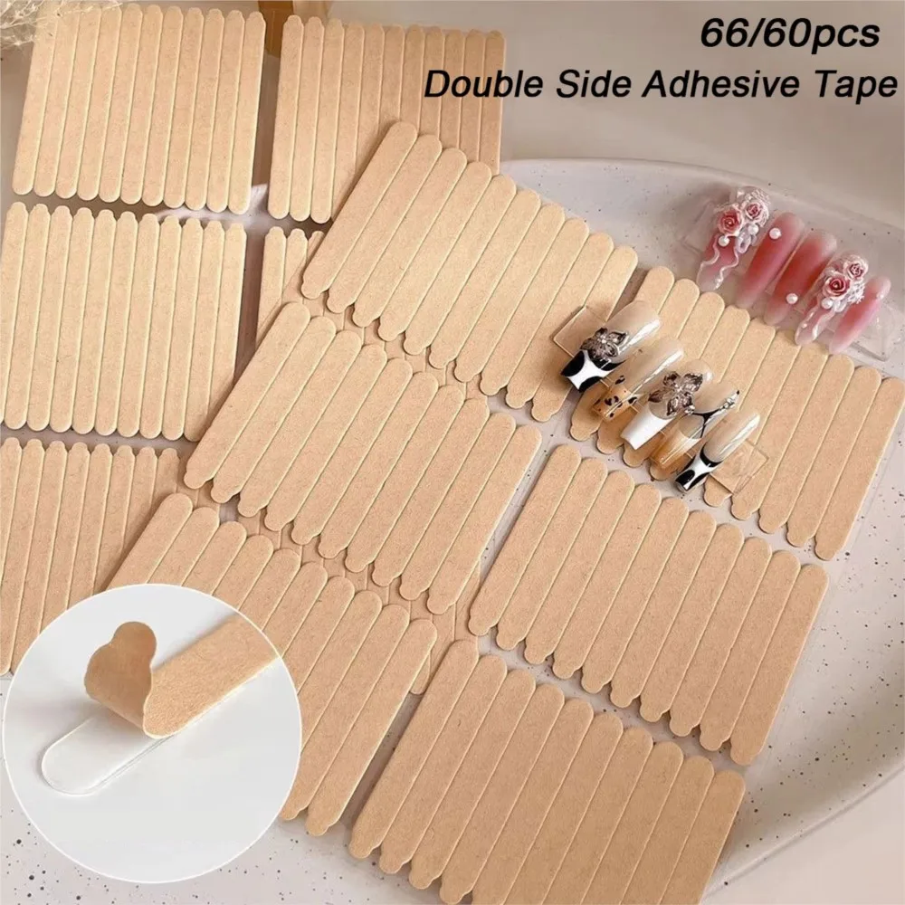 60/66/100pcs Transparent Double Size Adhesive Tape Press On Nails Display Stand Acrylic Nail Tips Showing Bar Glue Stickers Tool