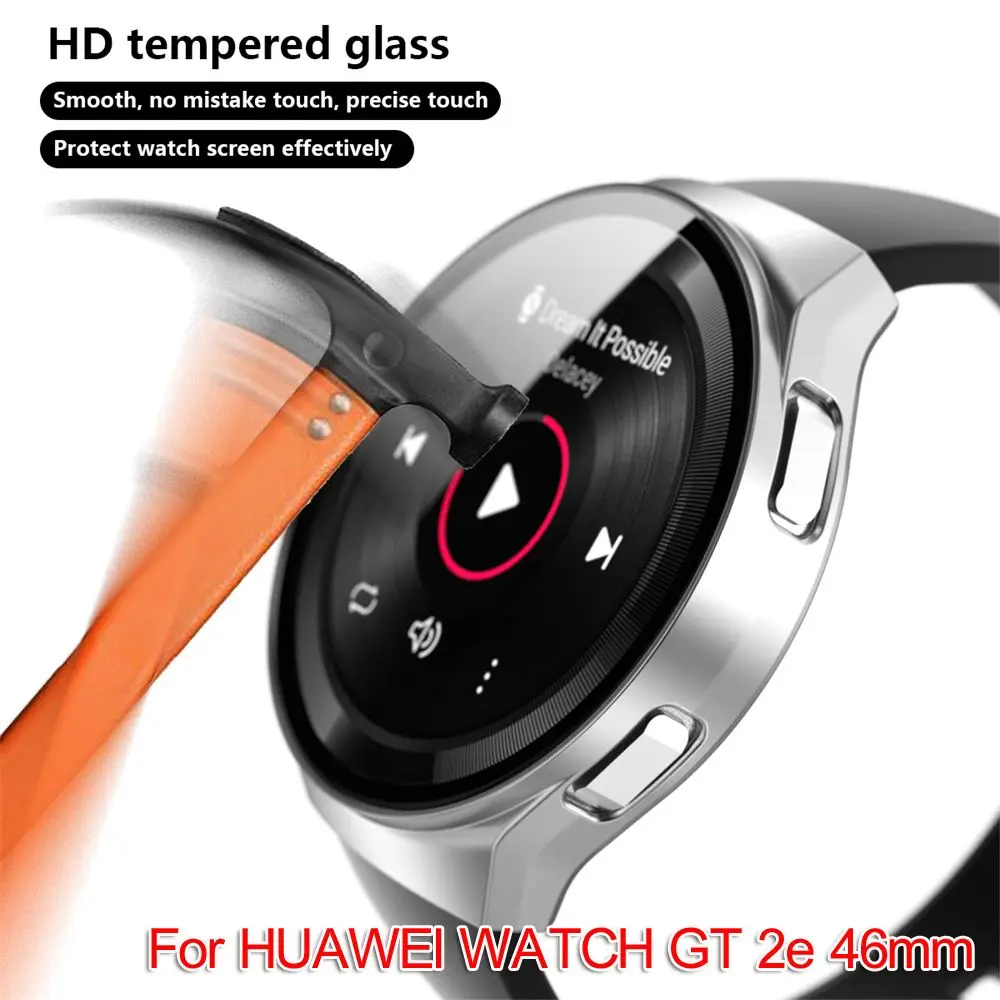 Luxury Protective Shell Wristbands Screen Protector 9H Tempered Glass Matte Hard PC Case Full Cover For HUAWEI WATCH GT 2e 46mm