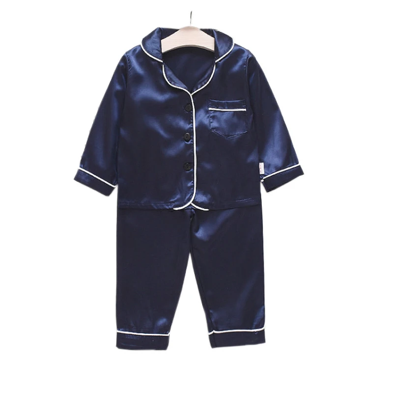 Spring Autumn Children Sets Long-sleeved Pure Color Pajamas Household 2pcs Suit Baby Boy Cloths Kids Sleep Wear