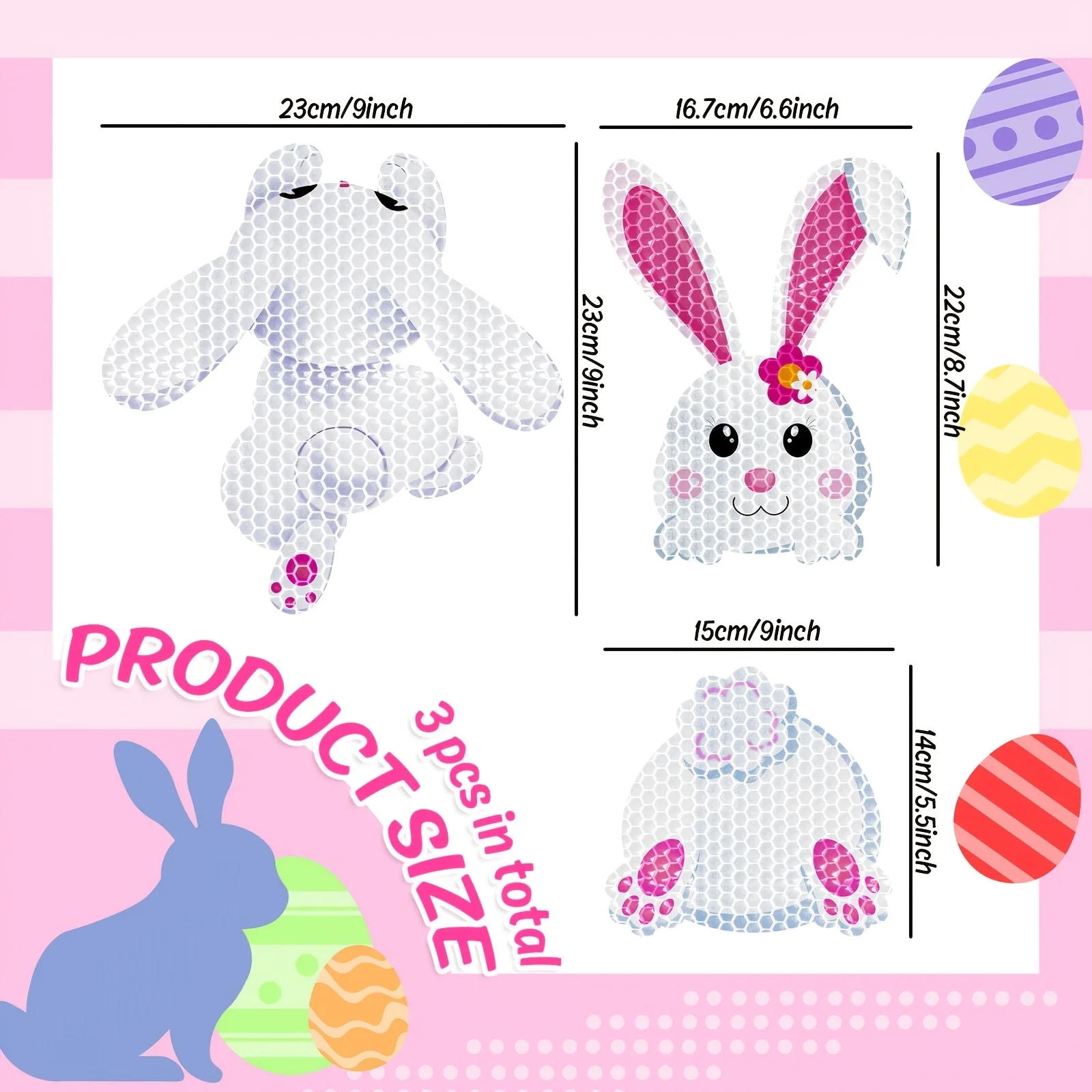 Easter Reflective Car Magnet, Climbing Car Rabbit Magnetic Sticker Interior/Party/Car/Window/Mailbox/Refrigerator Decoration