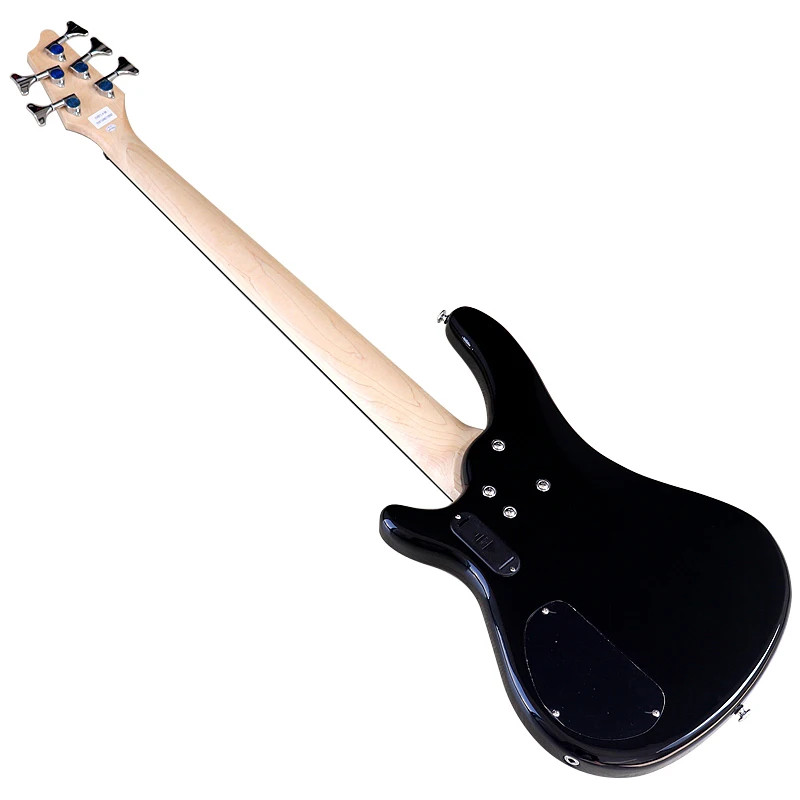 5 String Electric Bass Guitar 43 Inch Black Solid Okoume Wood Body High Gloss Finish Bass Guitar Active Guitar