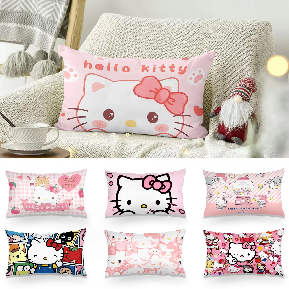 Cartoon Cute Hellokitty Double-sided Printing Rectangle Pillow Case Bedside Pillowcase Sofa Cushion Cover Room Home Decoration
