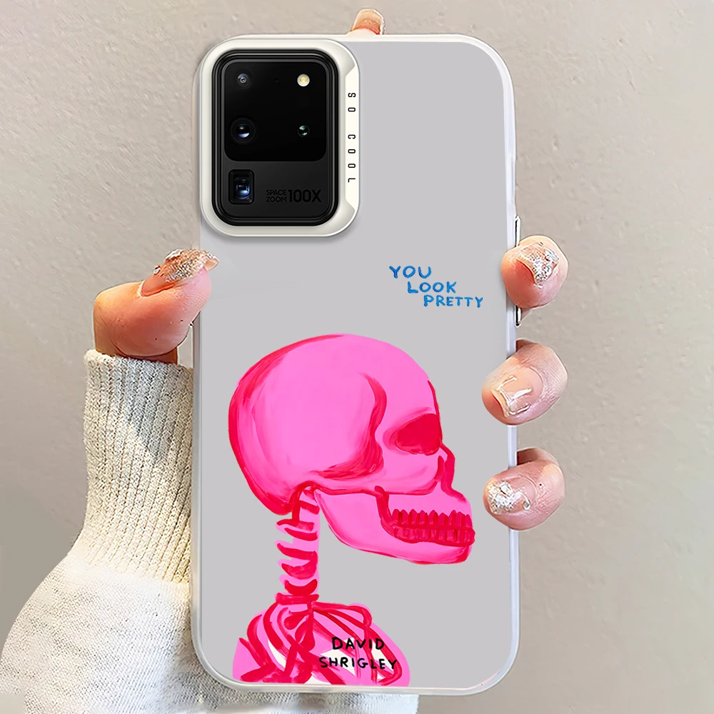 D-David S-Shrigley Art Laser Phone Case for Samsung S24 23 22 ULTRA A25 33 32 34 S PLUS IMD Shockproof Silicone Coque