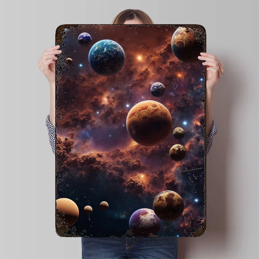 Cosmic Planet Nebula Metal Wall Art Modern Minimalist Living Room Bedroom Decorative Painting Home Wall Art Mural