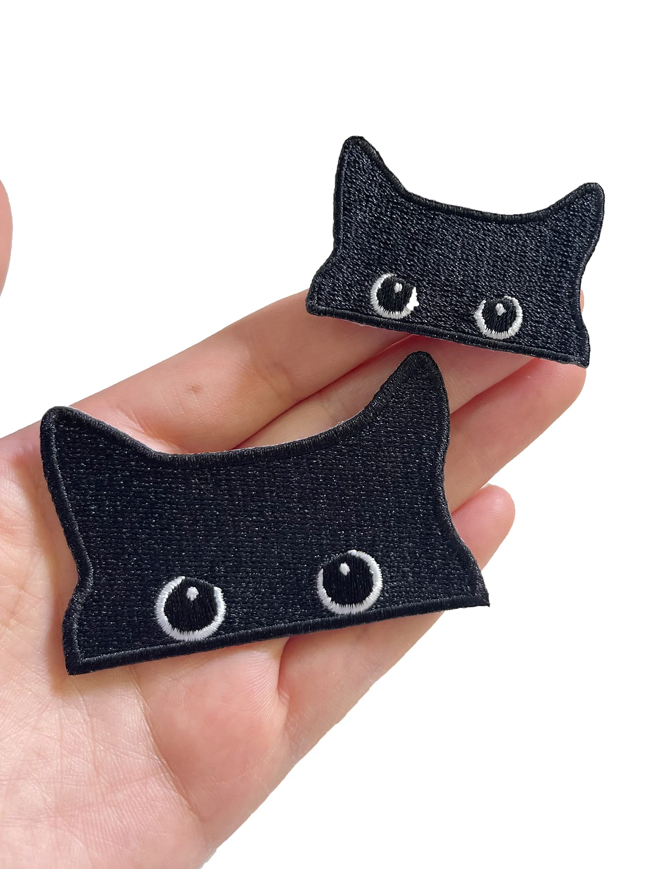 2PCS/lot Embroidered Black Cat Design Patch Cute Iron On Patch for Clothing Jeans Jacket Decoration
