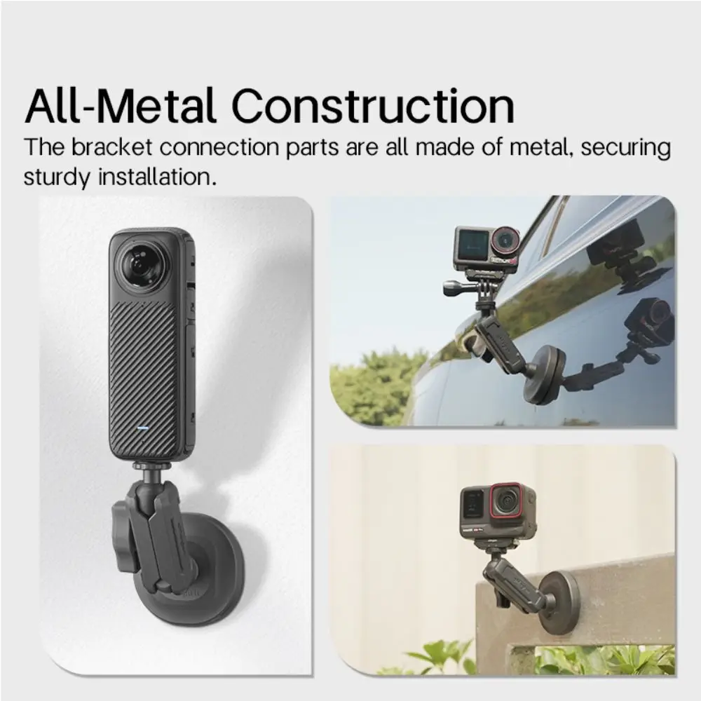 Base con staffa magnetica in lega di alluminio 360 °   Supporto per braccio magico con adattatore 1/4 regolabile durevole per Insta360/DJI Osmo Action/Pocket