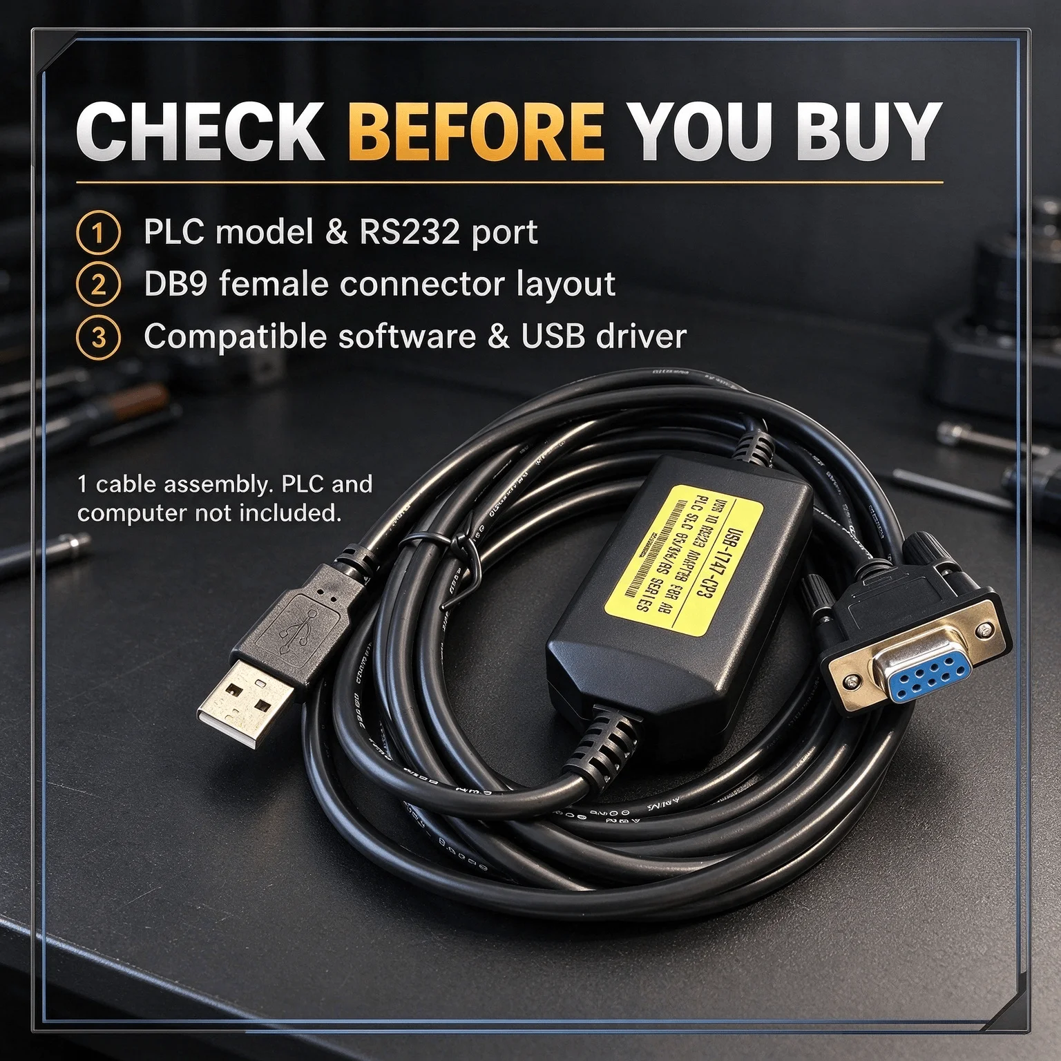 PLC USB-1747-CP3 Communication Cable for AB SLC 5/03 5/04 5/05, USB DB9 Female 3M, Program Upload Download Maintenance Wire
