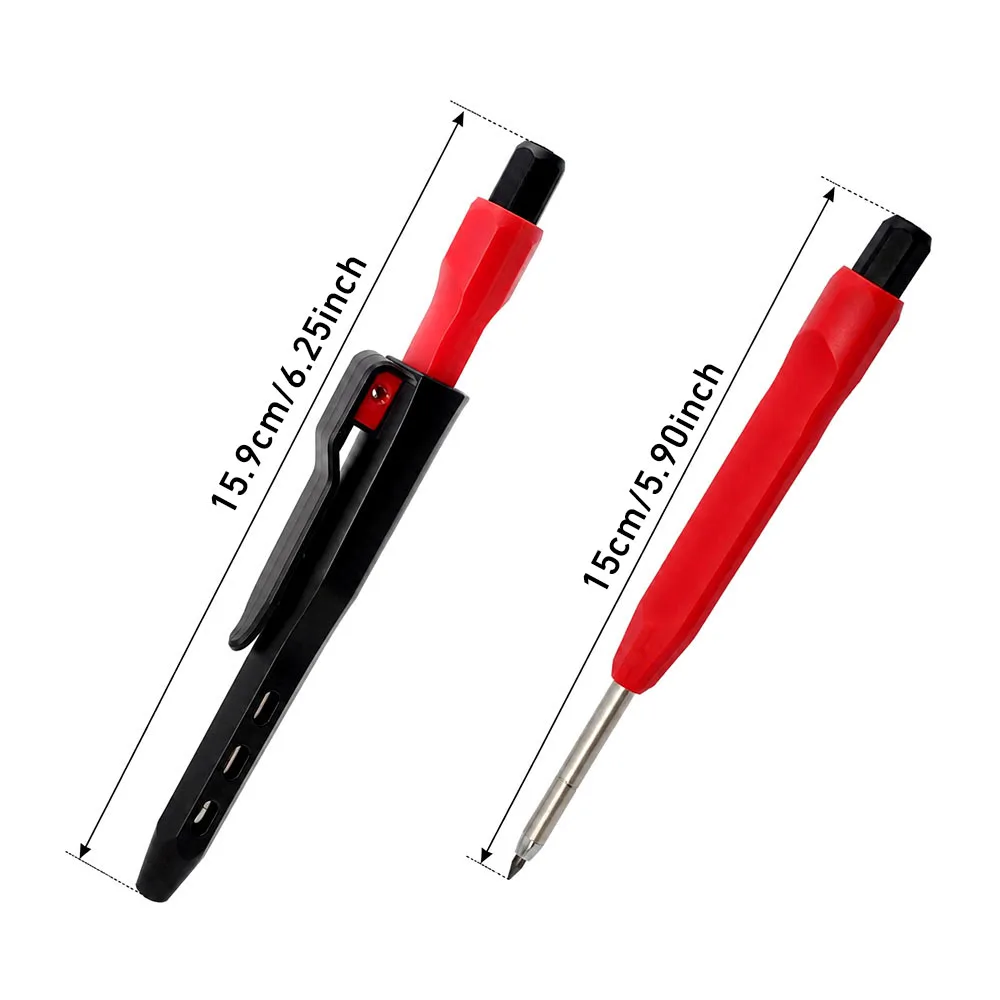 Professional Mechanical Carpenter Pencil Set with 2box Leads, 2.8mm Deep Hole Woodworking Marking Pencil Architects Drawing Tool view 6