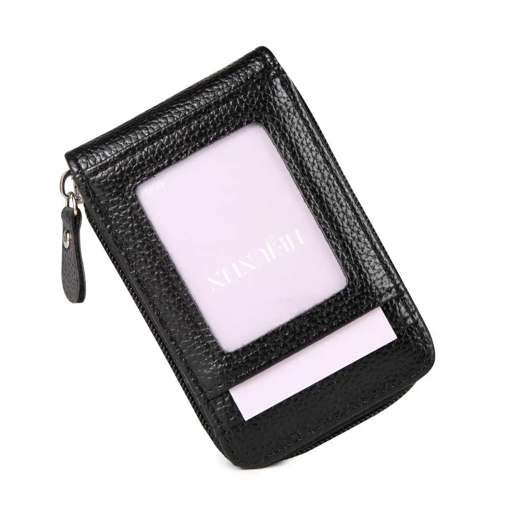 Secure PU Leather Credit Card Holder RFID Blocking Solid Color Coin Purse Anti-theft Portable Bank Wallets Men