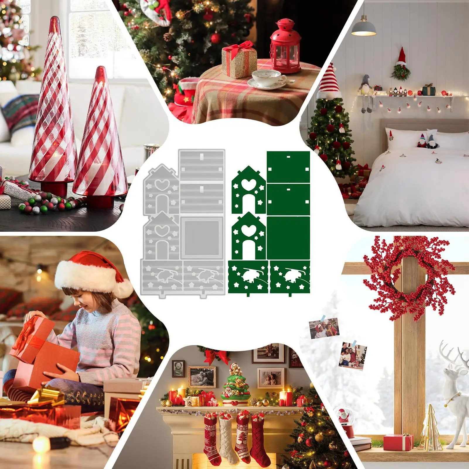 Candle Holder Molds Christmas House Night Light Silicone Molds Non-Stick Night Lamp Maker For Wax Plaster Clay Fondant Study