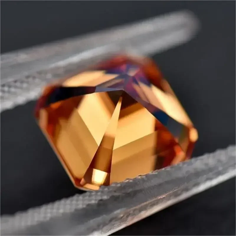 Moissanite Stone Orange Color Asscher Cut Gemstone Lab Grown Heat Diamond for DIY Jewelry Rings Earrings Making with GRA Report