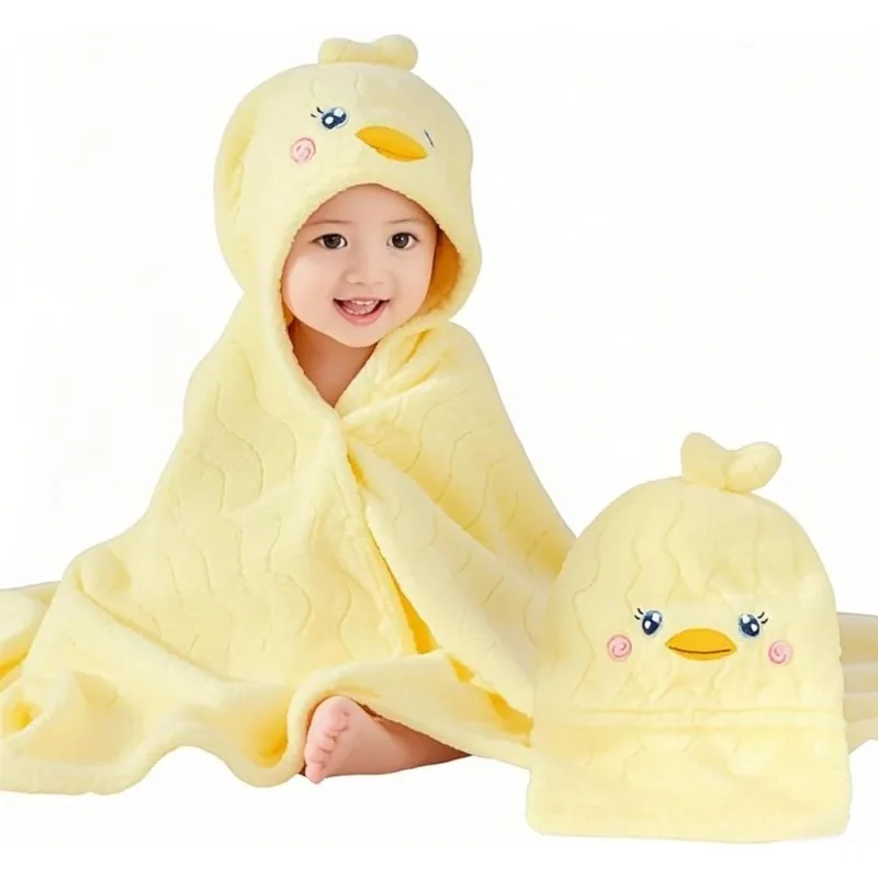 Animal Hooded Baby Towel 27x55'' - Coral Fleece & Ultra Absorbent for Toddler Bath Time, Baby Shower Gift.bebes artículos 아기 겨울옷