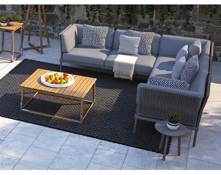 Custom outdoor leisure rattan sofa tea table combination creative hand-designed villa garden courtyard balcony open-air furnitur