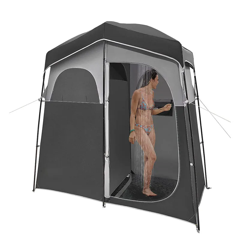 

Outdoor Camping Waterproof Folding Shower Tent Double Dressing Changing Room Privacy Shelter Tent 1-2 Person Shower Tent