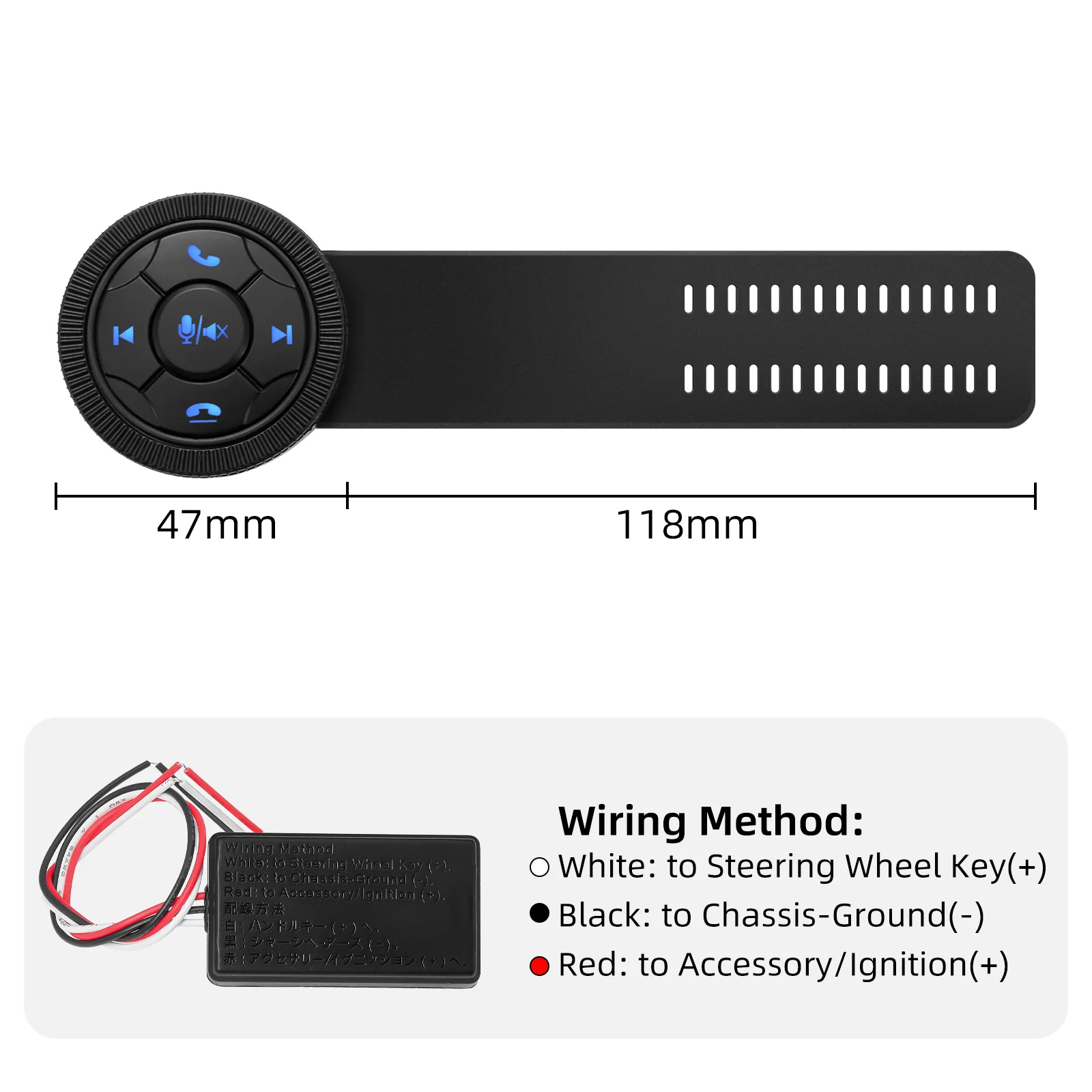HD 7-Key Car Wireless Steering Wheel Control Button With Resin Strap For Android DVD/GPS Navigation Player Volume Buttons