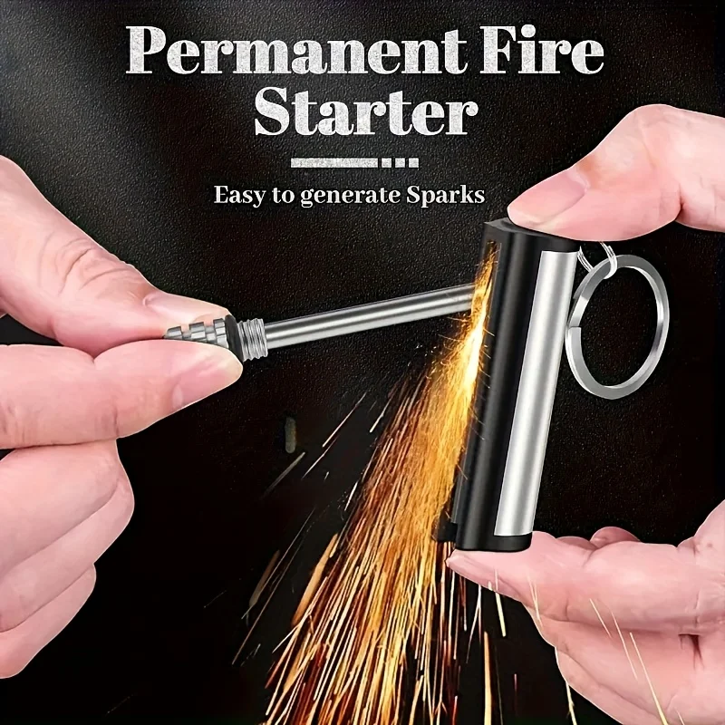 1pack match lighter, flint metal match lighter, outdoor camping portable emergency survival lighter, can light 10,000 times