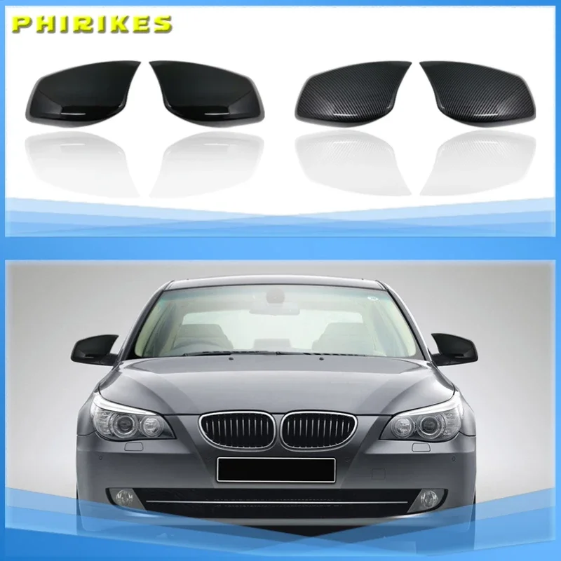 

Glossy Black Door Side Mirror Cover Caps For-BMW E60 E61 E63 E64 5/6 Series 2003-2010