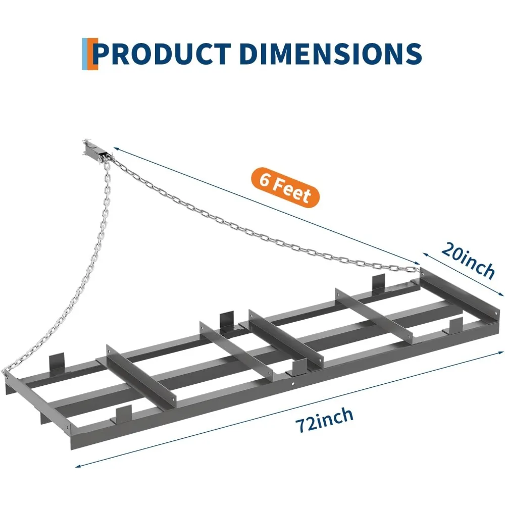 6피트 헤비듀티 드래그 해로우 (ATV, 트랙터, UTV용) - 체인 링크가 있는 드라이브웨이 그레이더, 조경 작업용 견인식