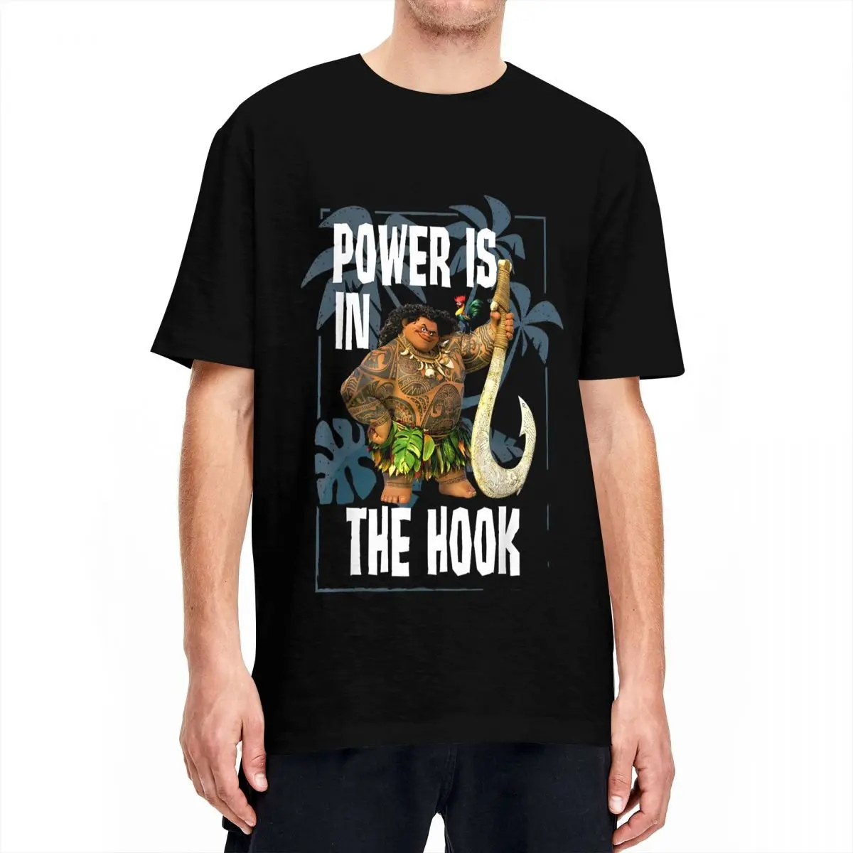 Men Women Moana Maui Power Is In The Hook Portrait T Shirts 100% Cotton Tops Funny Short Sleeve Tee Shirt Plus Size T-Shirts