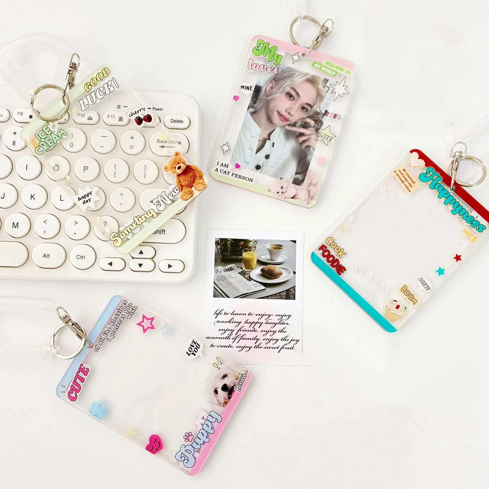 MINKYS Retro Double Side 3 inch Kpop Photocard Holder Photo Card Holder Bag Pendant School Stationery