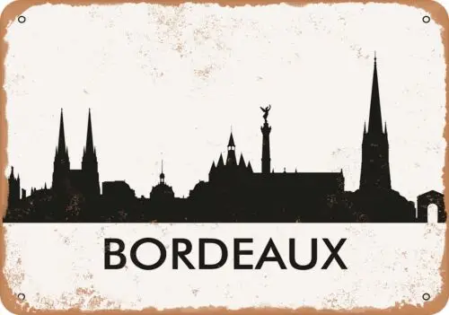 Metal Sign - Bordeaux Skyline - Vintage Look