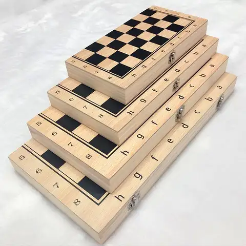 Pliage Jeu d'échecs 3 dans 1 En Bois Échecs Dames Backgammon Set