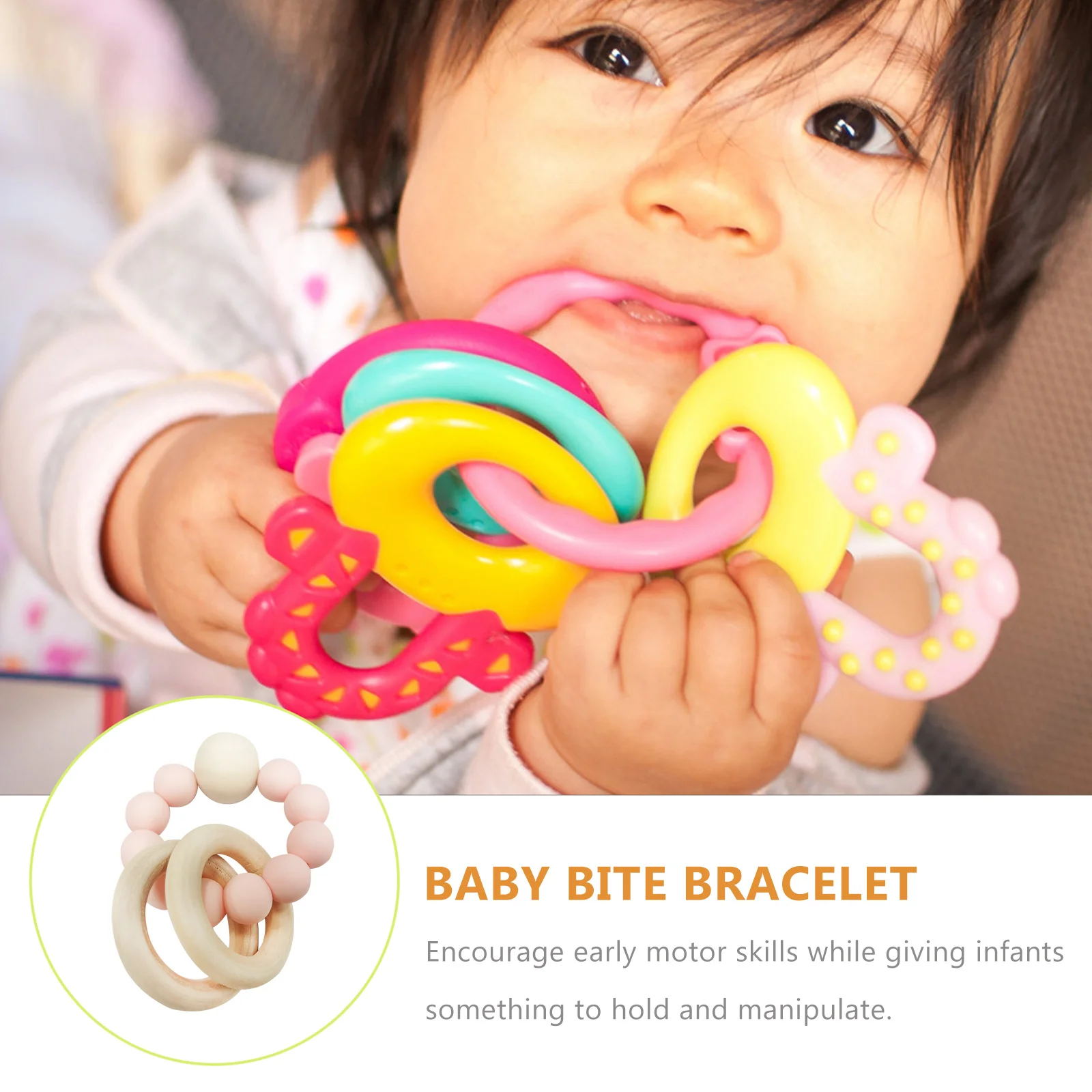 

1 шт. детский силиконовый браслет-кольцо для прорезывания зубов, успокаивающее жевательное кольцо на руку, предотвращает кусание для младенцев, малышей, детский браслет для зубов